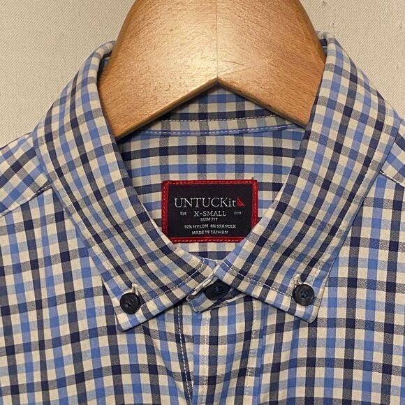 UNTUCKit Shirt Mens XS Extra Small Blue White Slim Fit Long Sleeve Button Down. - Picture 4 of 11
